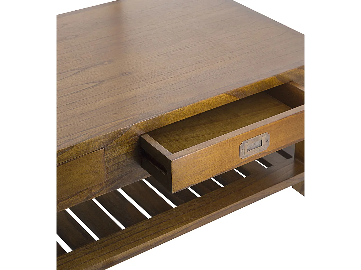 Table basse rectangulaire en bois massif de Mindy 2 tiroirs Orka 120cm