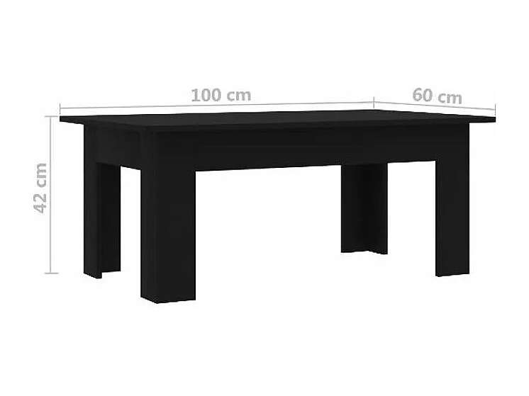 Table basse rectangulaire bois noir Léonie