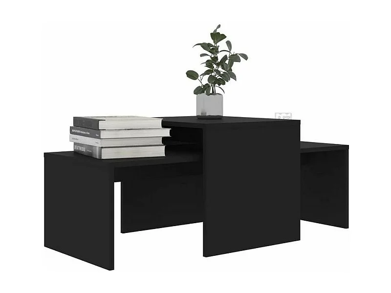 Set de 2 tables basses gigognes bois noir Folet 100cm