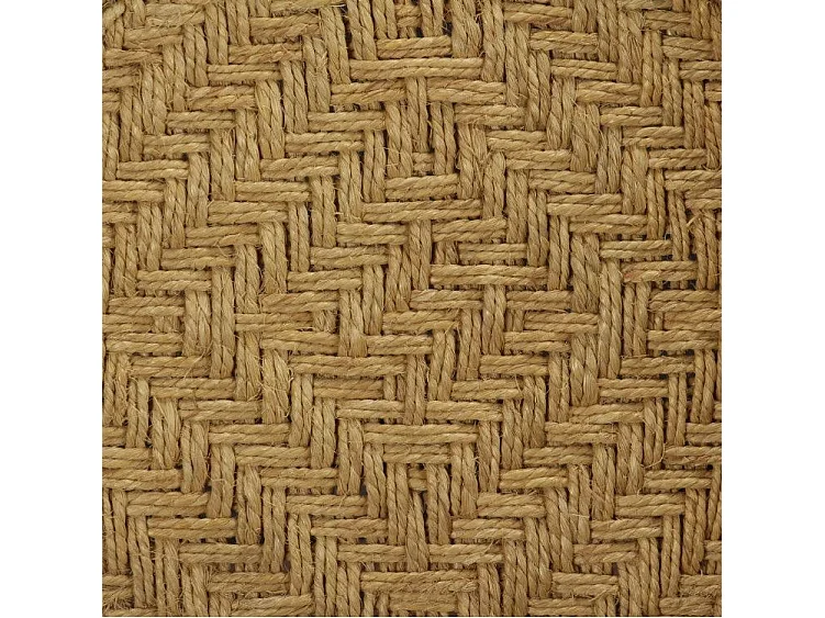 Table basse ronde jute naturelle et métal noir Merchy - Lot de 2