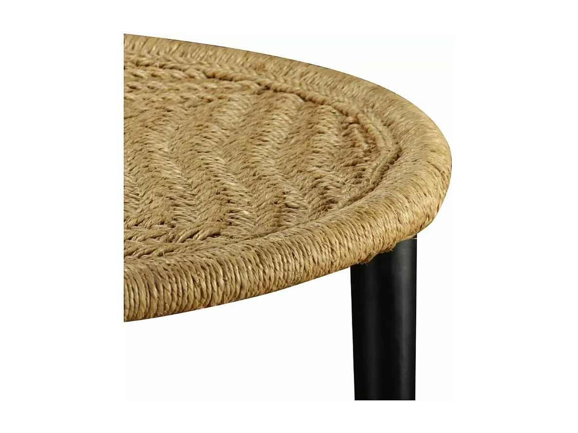 Table basse ronde jute naturelle et métal noir Merchy - Lot de 2