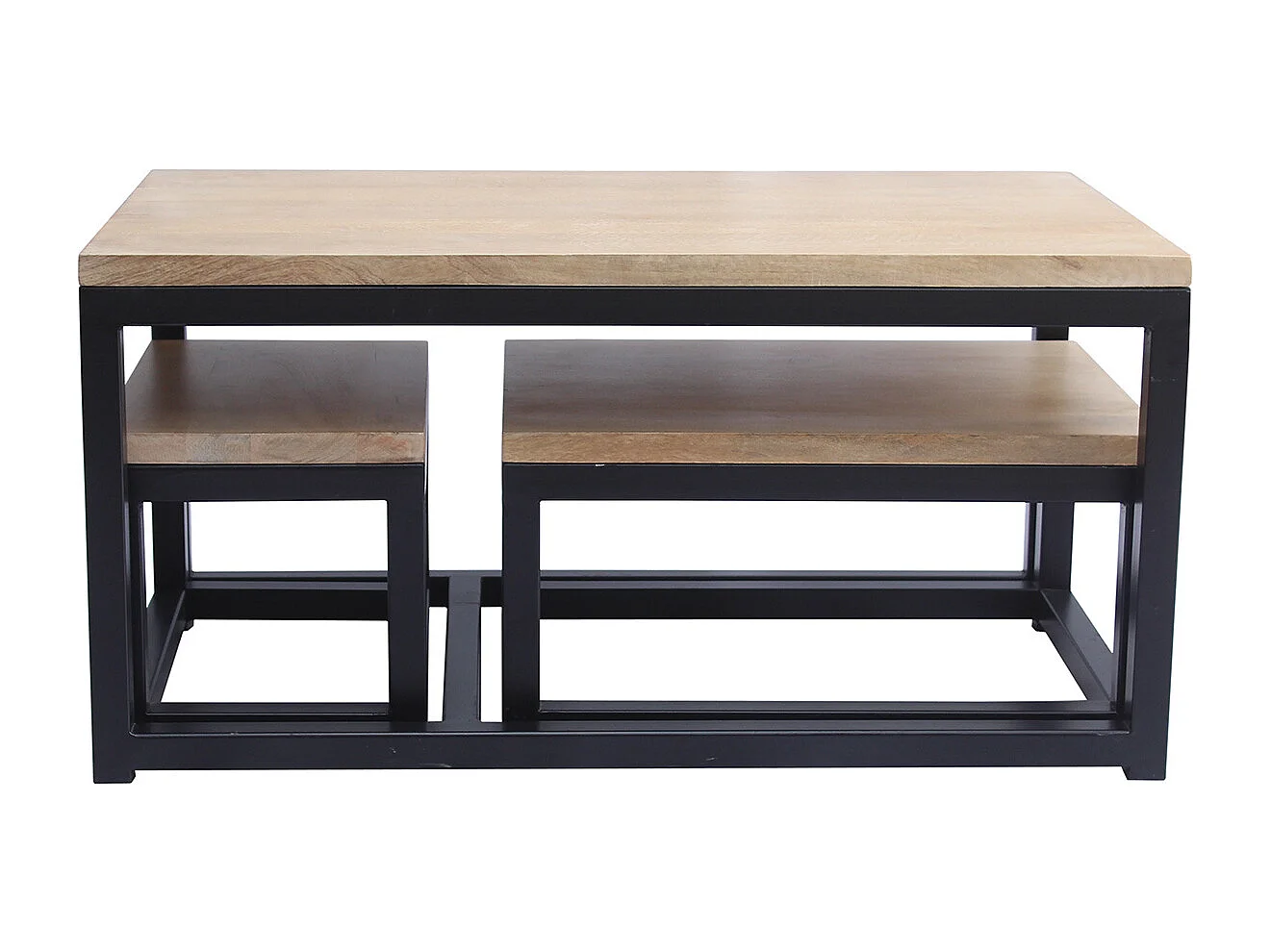 Mesas nido en mango y metal negro (lote de 3) FACTORY