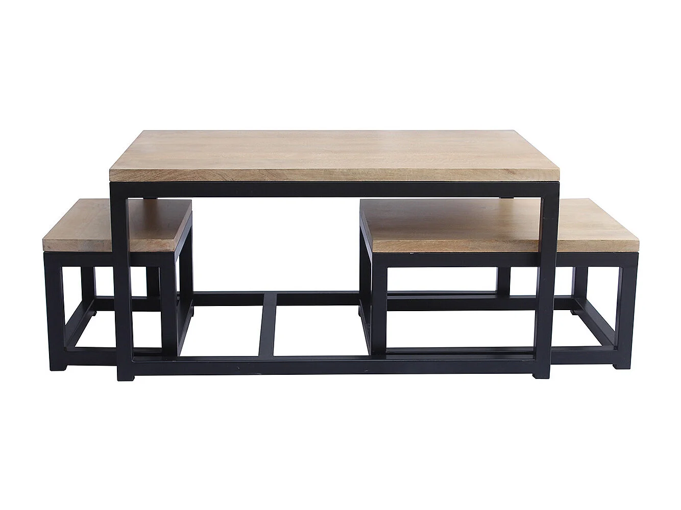 Mesas nido en mango y metal negro (lote de 3) FACTORY