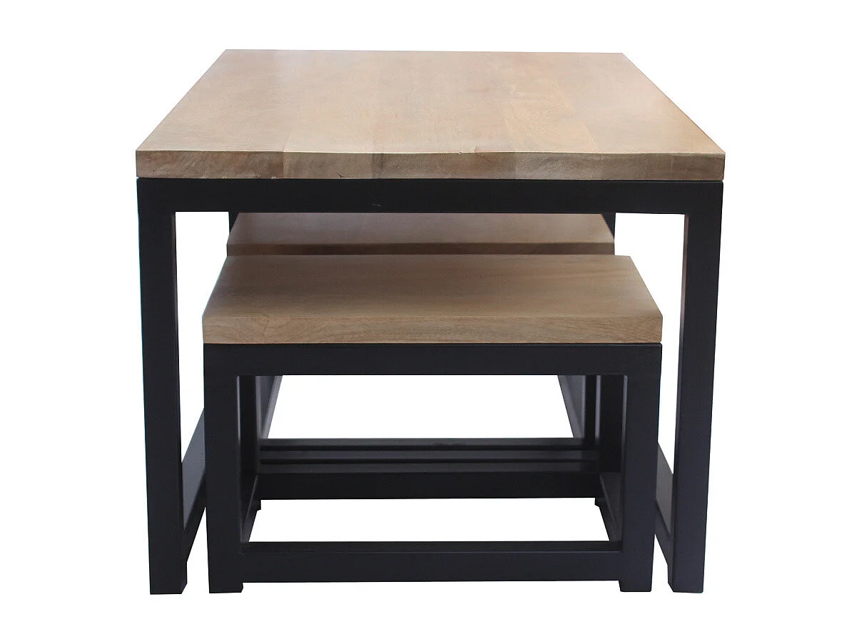 Mesas nido en mango y metal negro (lote de 3) FACTORY