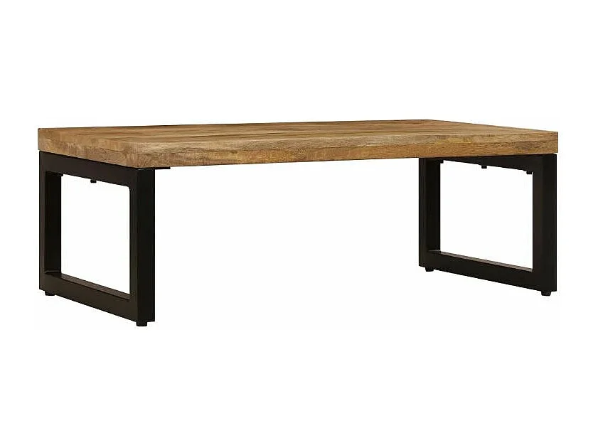 Table basse rectangulaire manguier massif clair et métal noir Grey