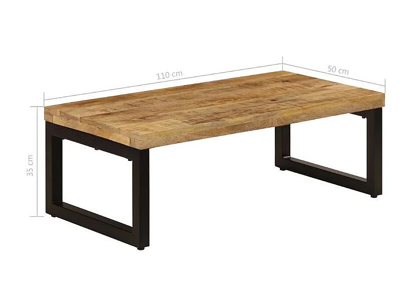 Table basse rectangulaire manguier massif clair et métal noir Grey