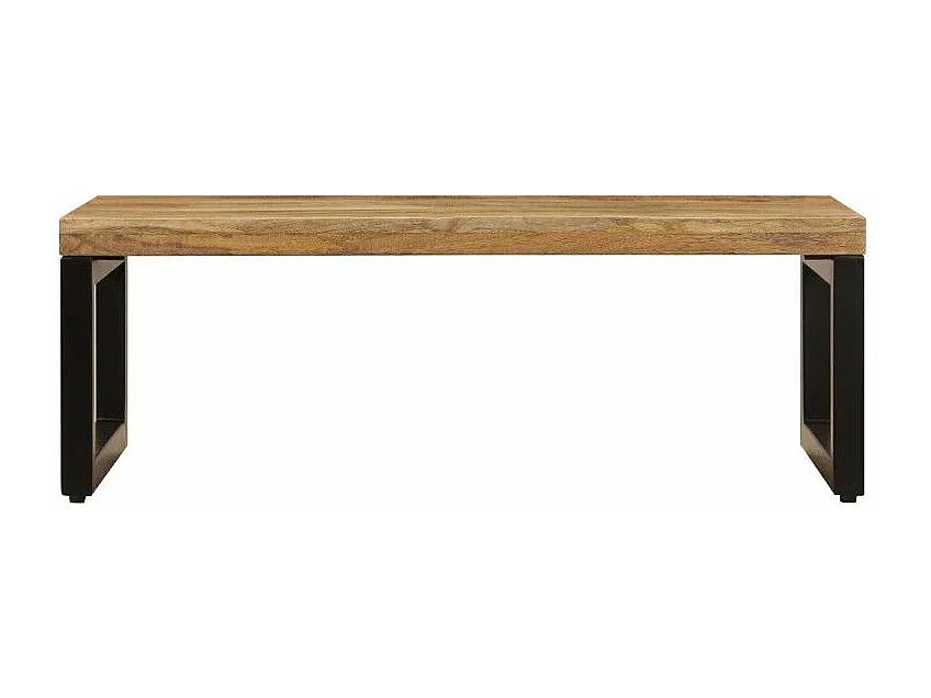 Table basse rectangulaire manguier massif clair et métal noir Grey