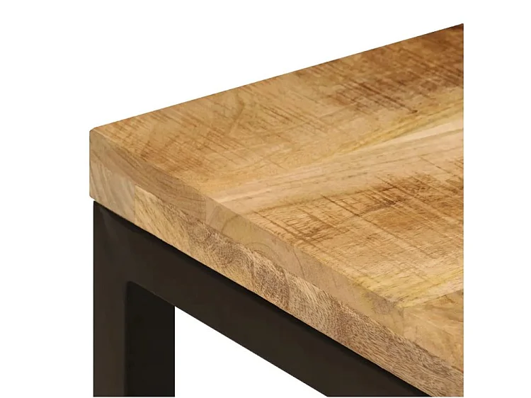 Table basse rectangulaire manguier massif clair et métal noir Grey