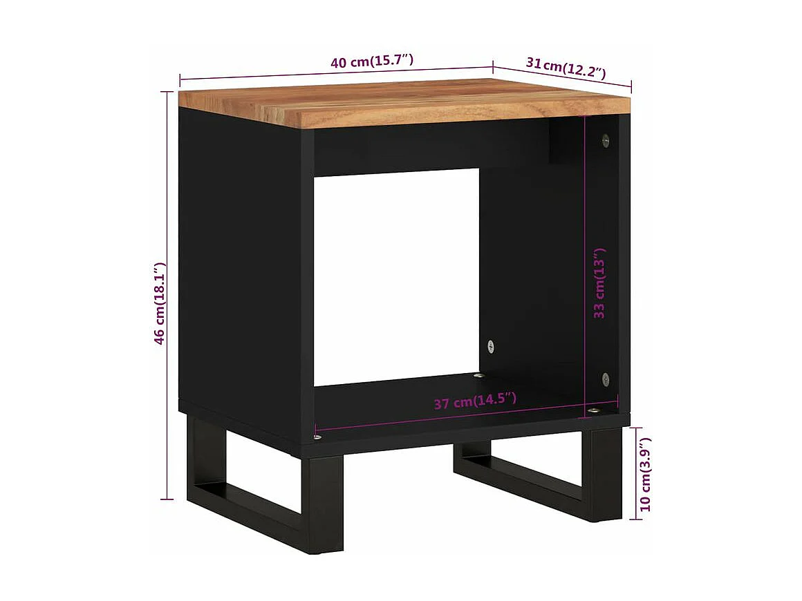 Salontafel 40x31x46 cm massief acaciahout en bewerkt hout