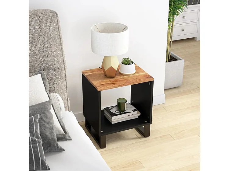 Salontafel 40x31x46 cm massief acaciahout en bewerkt hout