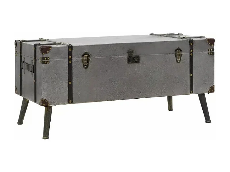 Table basse rectangulaire bois et métal gris Léo