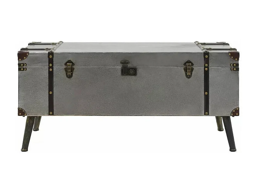 Table basse rectangulaire bois et métal gris Léo