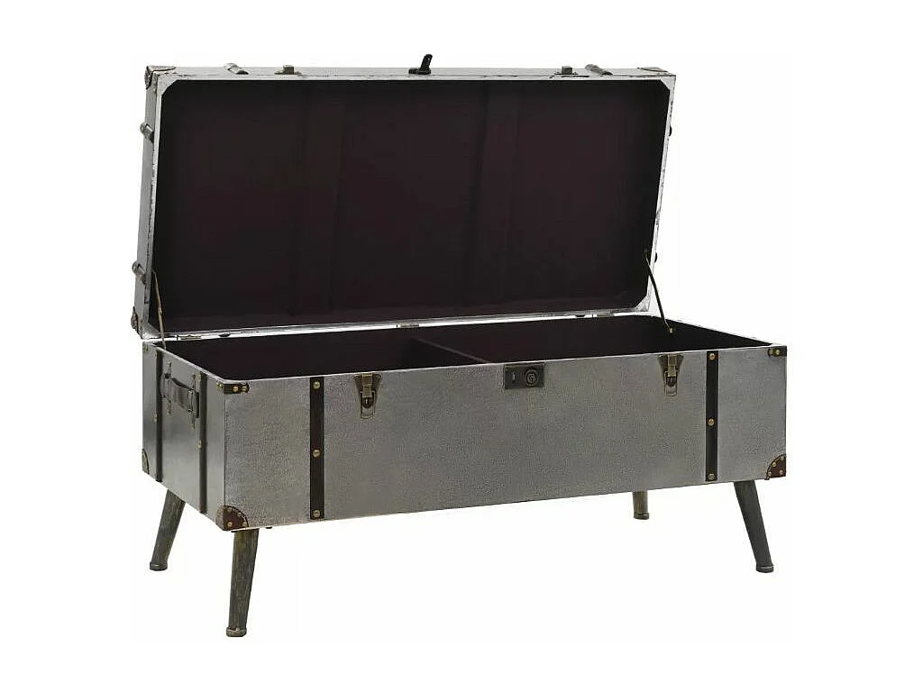 Table basse rectangulaire bois et métal gris Léo