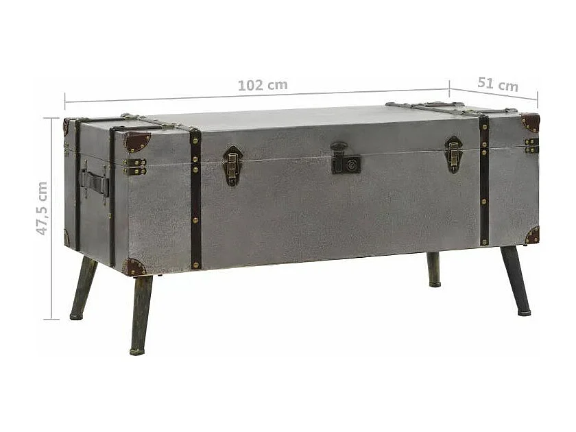 Table basse rectangulaire bois et métal gris Léo