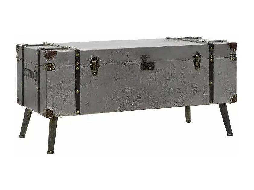 Table basse rectangulaire bois et métal gris Léo