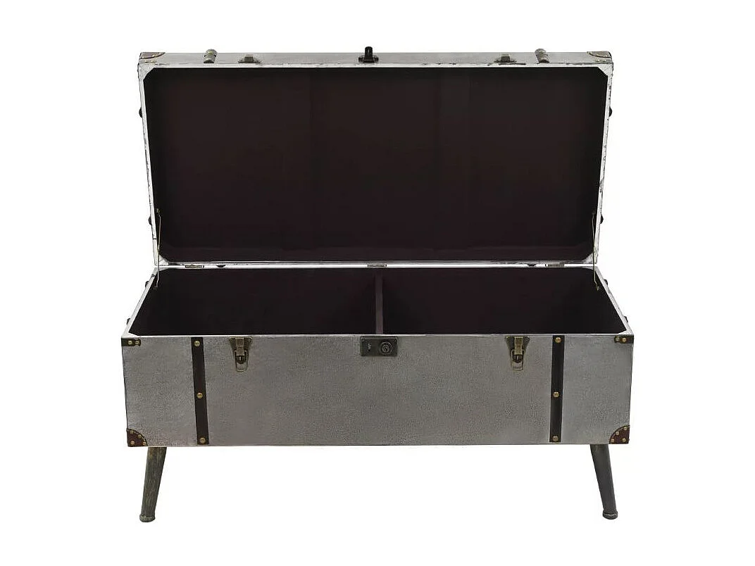 Table basse rectangulaire bois et métal gris Léo