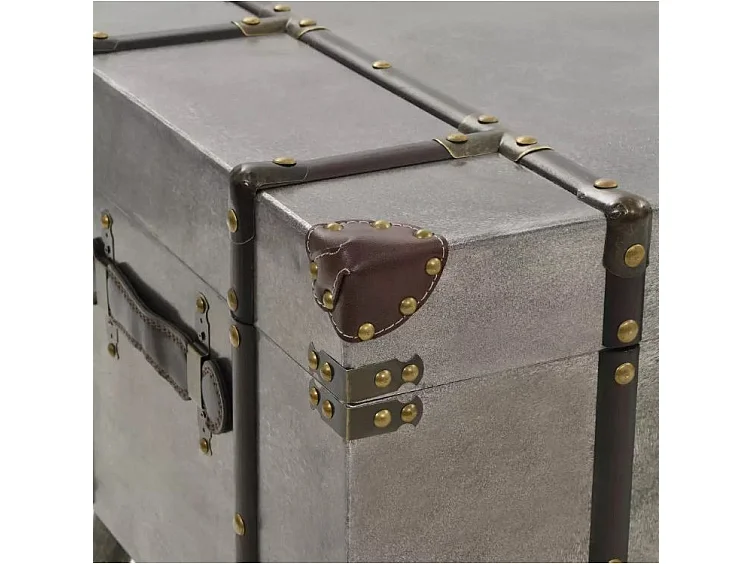 Table basse rectangulaire bois et métal gris Léo