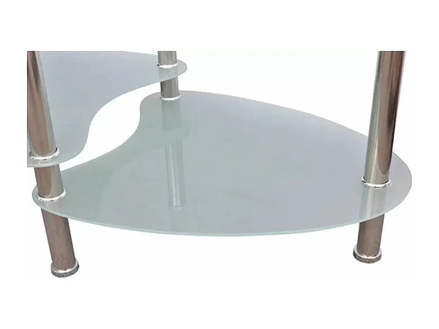 Table basse ovale verre trempé blanc et métal chromé Kyrah