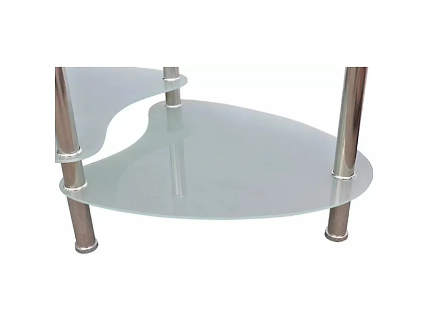 Table basse ovale verre trempé blanc et métal chromé Kyrah