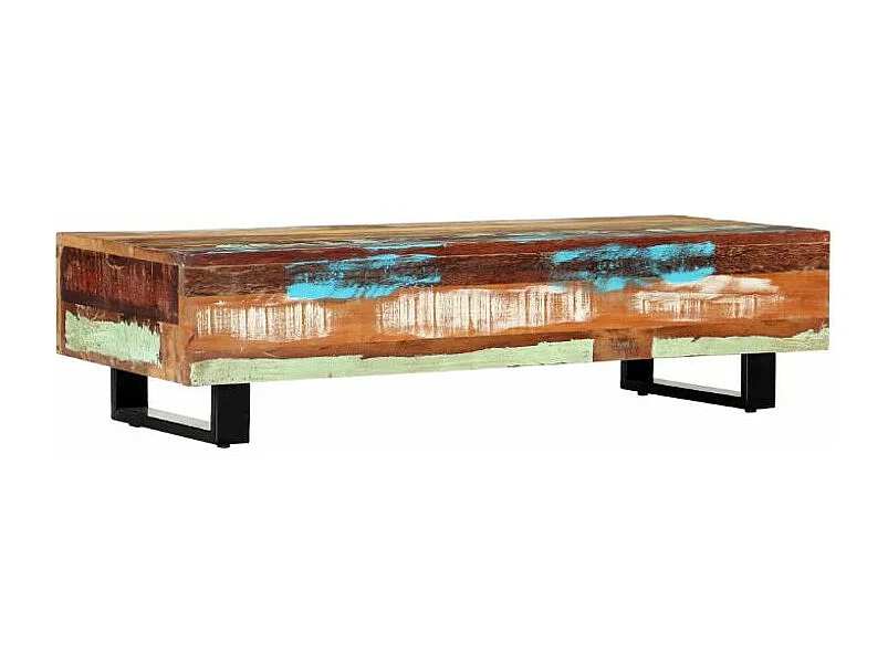 Table basse rectangulaire bois massif recyclé et métal noir Boust 3