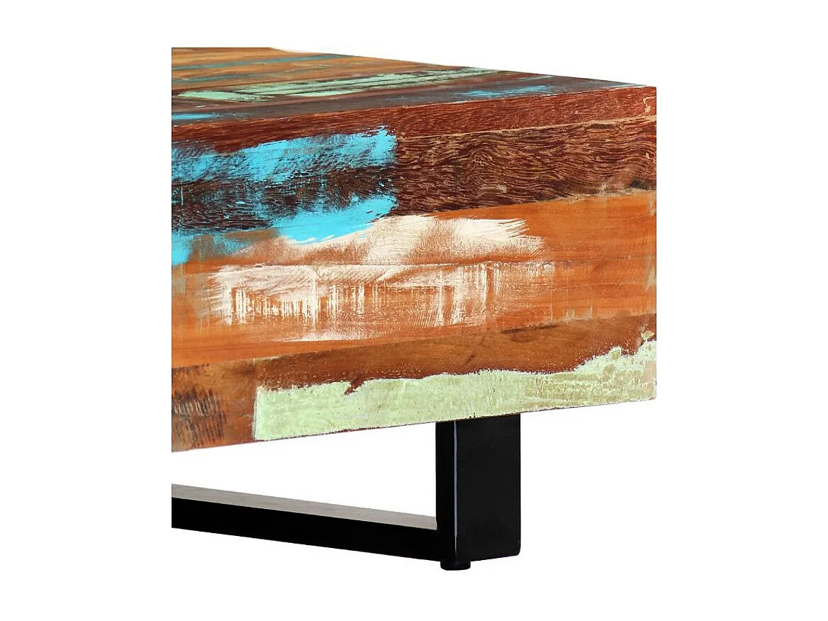 Table basse rectangulaire bois massif recyclé et métal noir Boust 3