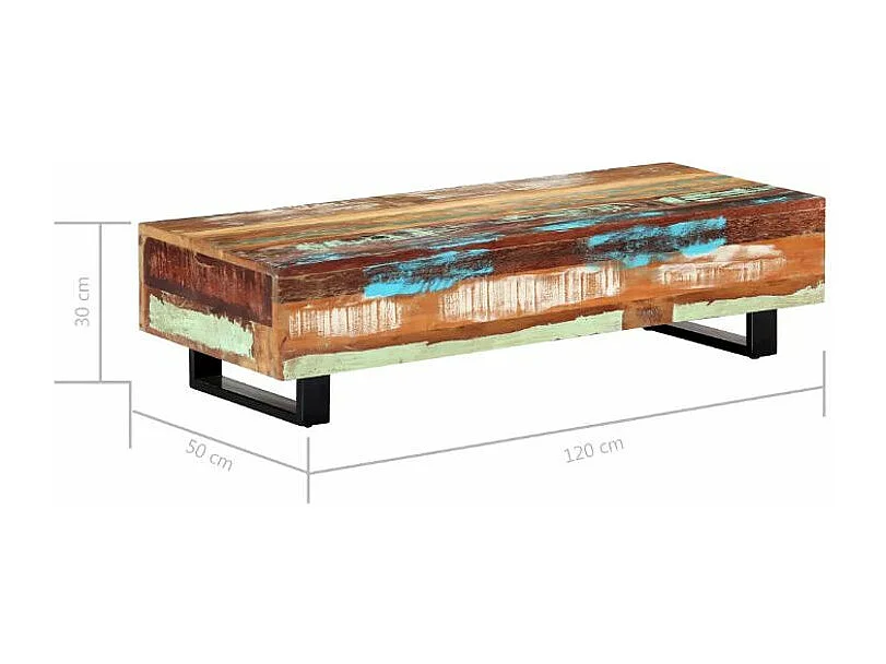 Table basse rectangulaire bois massif recyclé et métal noir Boust 3