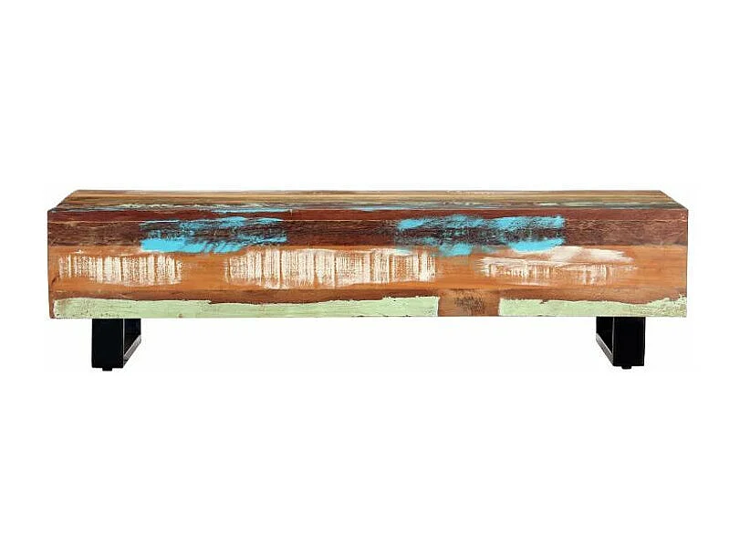 Table basse rectangulaire bois massif recyclé et métal noir Boust 3