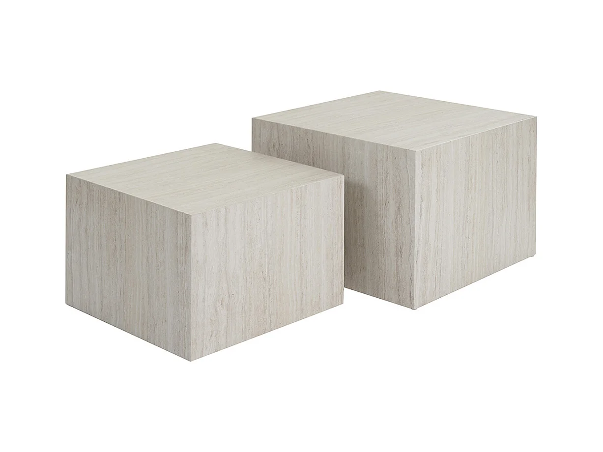 Design-Bestelltische mit Travertin-Effekt (2er-Set) CALLA