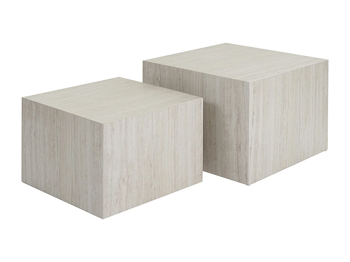 Tavolini da salotto estraibili design effetto travertino (set di 2) CALLA