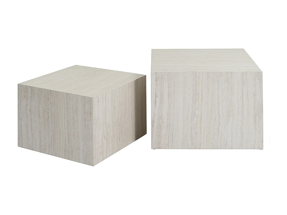 Tavolini da salotto estraibili design effetto travertino (set di 2) CALLA