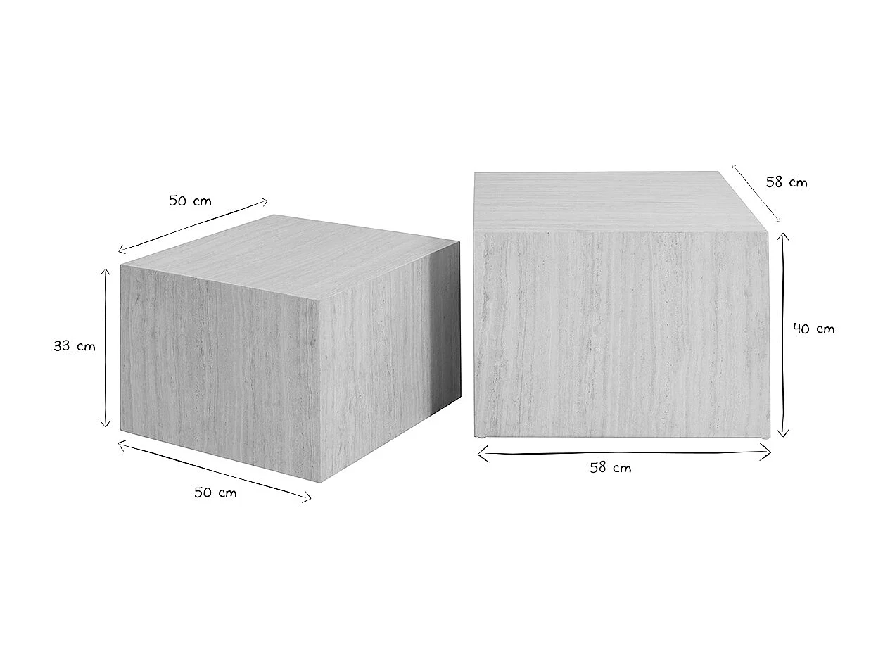 Tavolini da salotto estraibili design effetto travertino (set di 2) CALLA