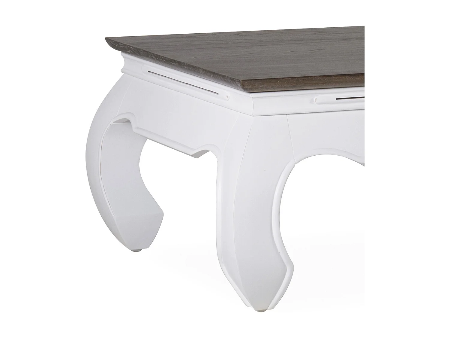Table basse carrée bois massif de mindi blanc et marron Orpirest 60cm