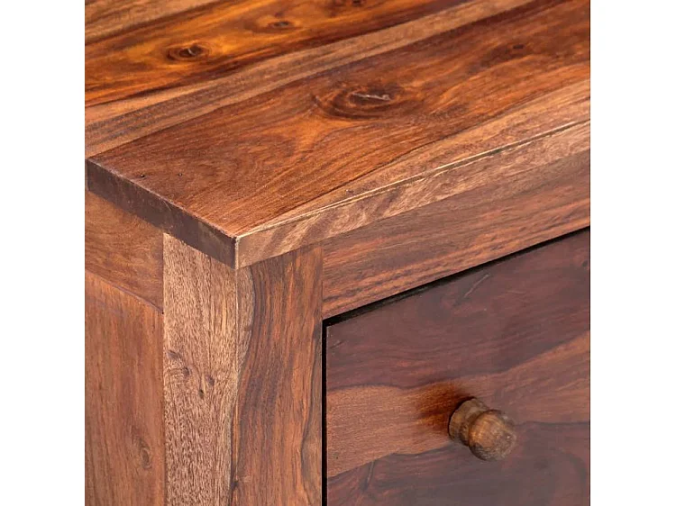 Table basse rectangulaire 4 tiroirs sesham massif foncé Balima