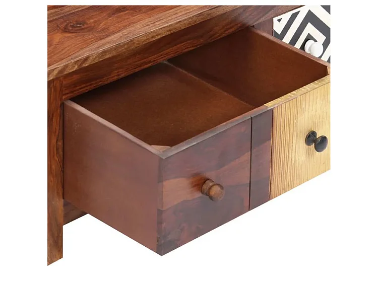 Table basse rectangulaire 4 tiroirs sesham massif foncé Balima