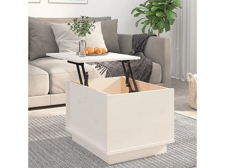 Table basse Blanc 40x50x35 Bois massif de pin
