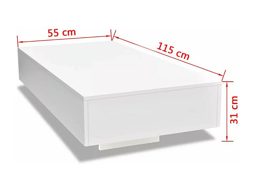 Table basse rectangulaire bois blanc brillant Winter