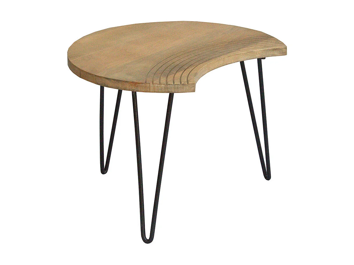 Mesas de centro grabadas mango y metal negro (lote de 3) VIBES