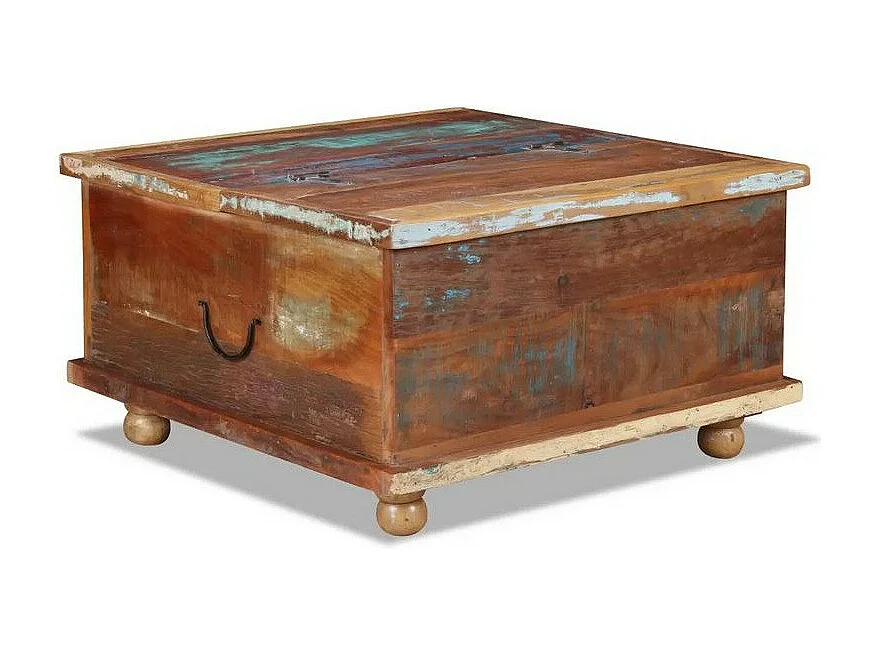 Table basse 5 tiroirs bois de récupération massif Vouli 70cm