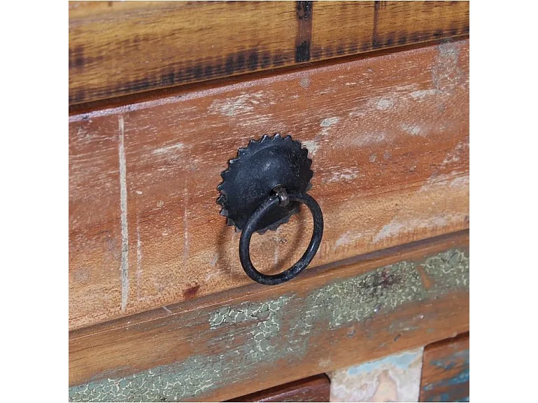 Table basse 5 tiroirs bois de récupération massif Vouli 70cm