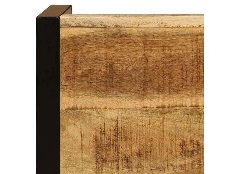 Set de 3 tables gigognes manguier massif clair et pieds métal noir Area