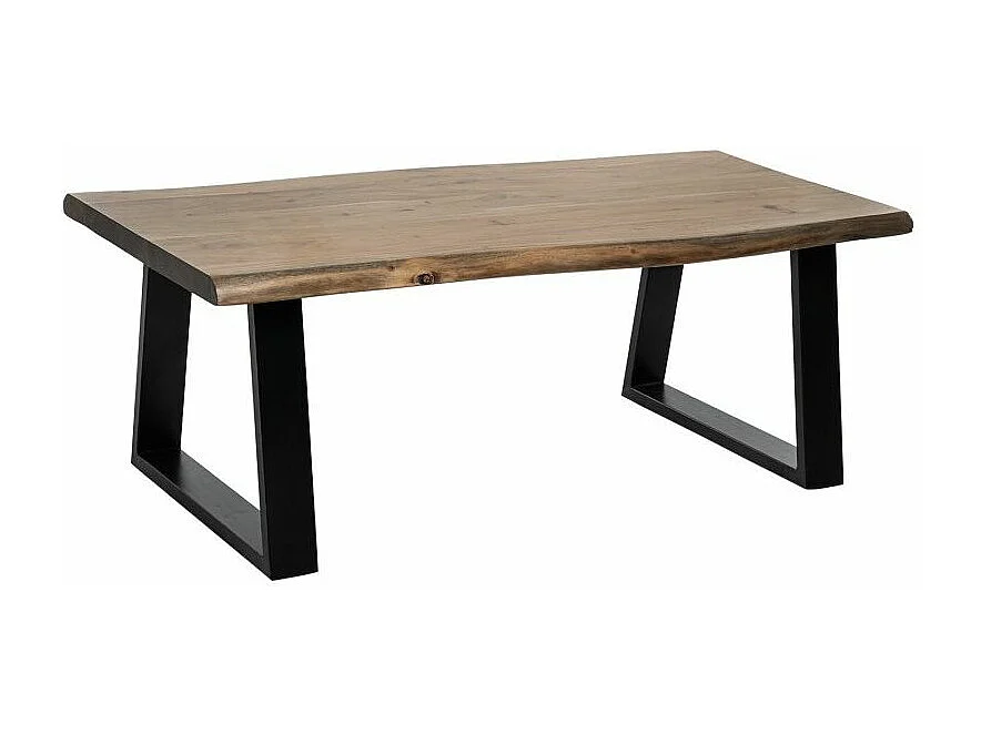 Table basse rectangulaire style industriel bois d'acacia et métal noir laqué mat Kibar 120cm