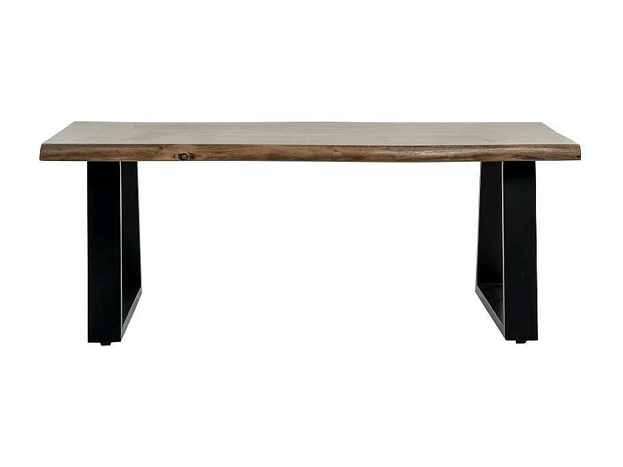 Table basse rectangulaire style industriel bois d'acacia et métal noir laqué mat Kibar 120cm