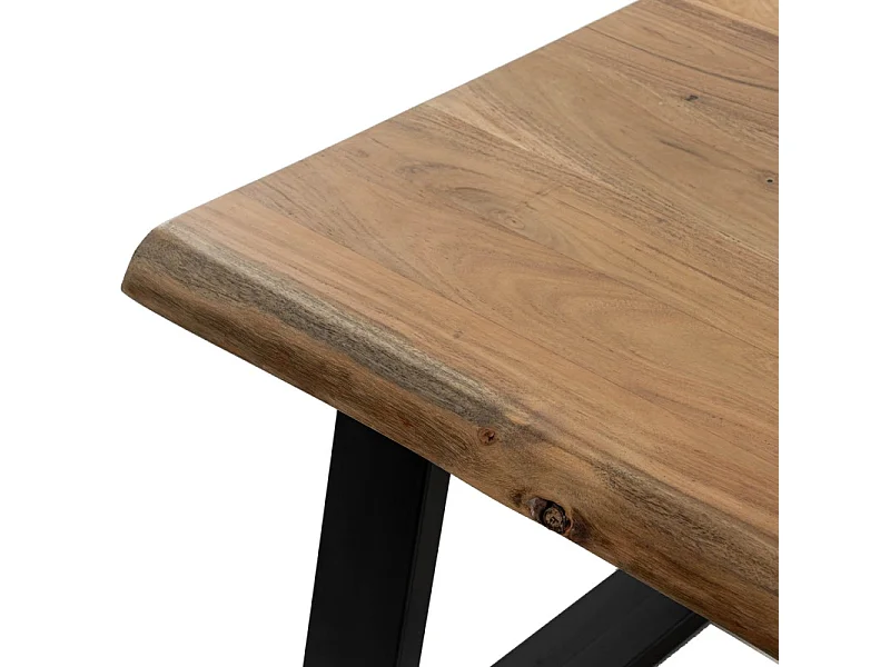 Table basse rectangulaire style industriel bois d'acacia et métal noir laqué mat Kibar 120cm