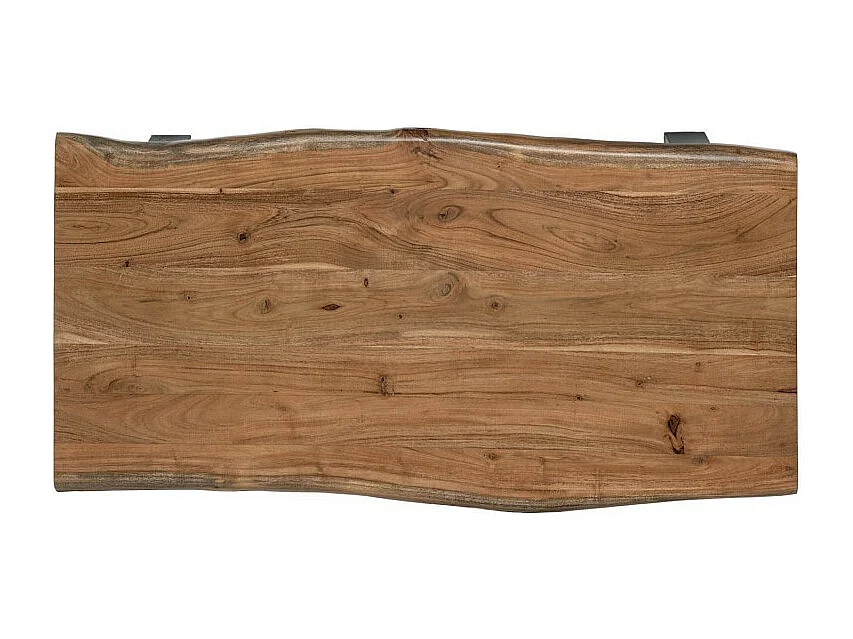 Table basse rectangulaire style industriel bois d'acacia et métal noir laqué mat Kibar 120cm