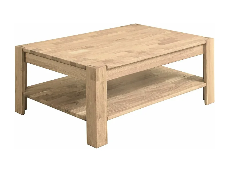 Table basse rectangulaire en chêne massif blanchi Ritza 110cm