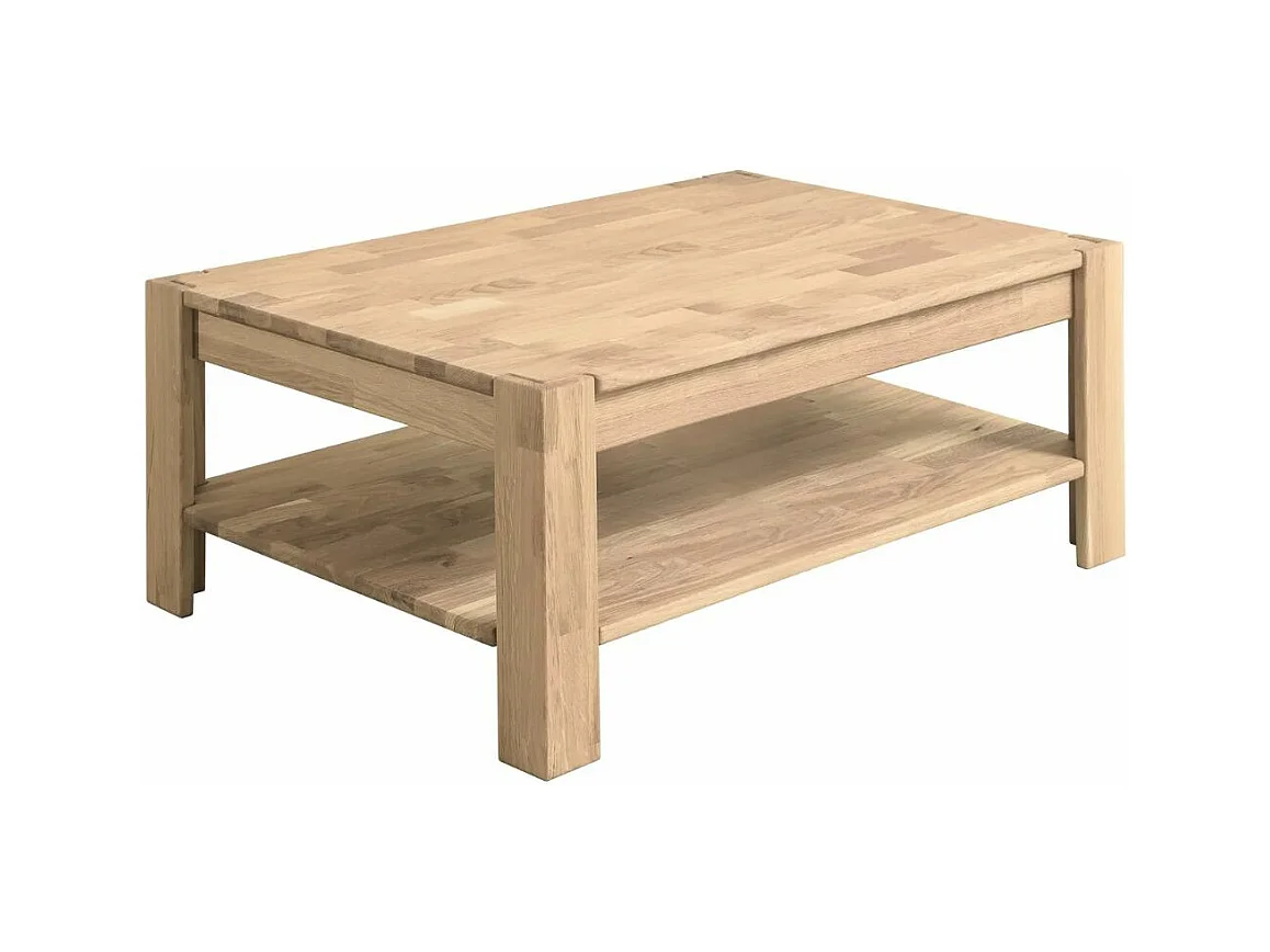 Table basse rectangulaire en chêne massif blanchi Ritza 110cm
