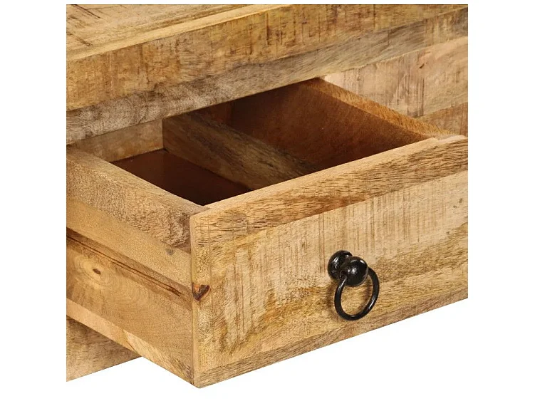 Table basse rectangulaire 2 tiroirs manguier massif clair Grey