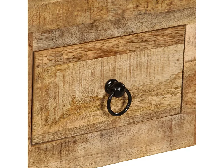 Table basse rectangulaire 2 tiroirs manguier massif clair Grey