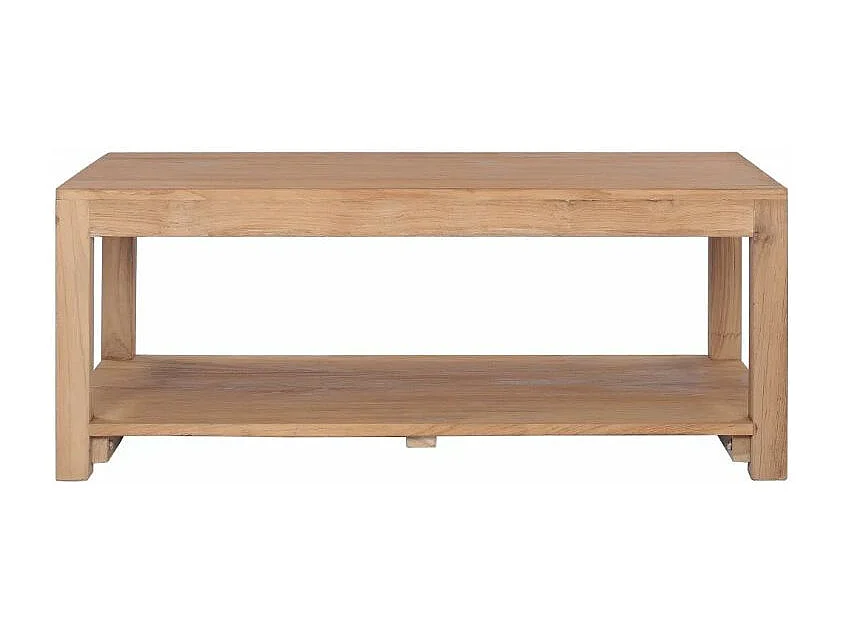 Table basse rectangulaire 2 plateaux teck massif clair Jarko