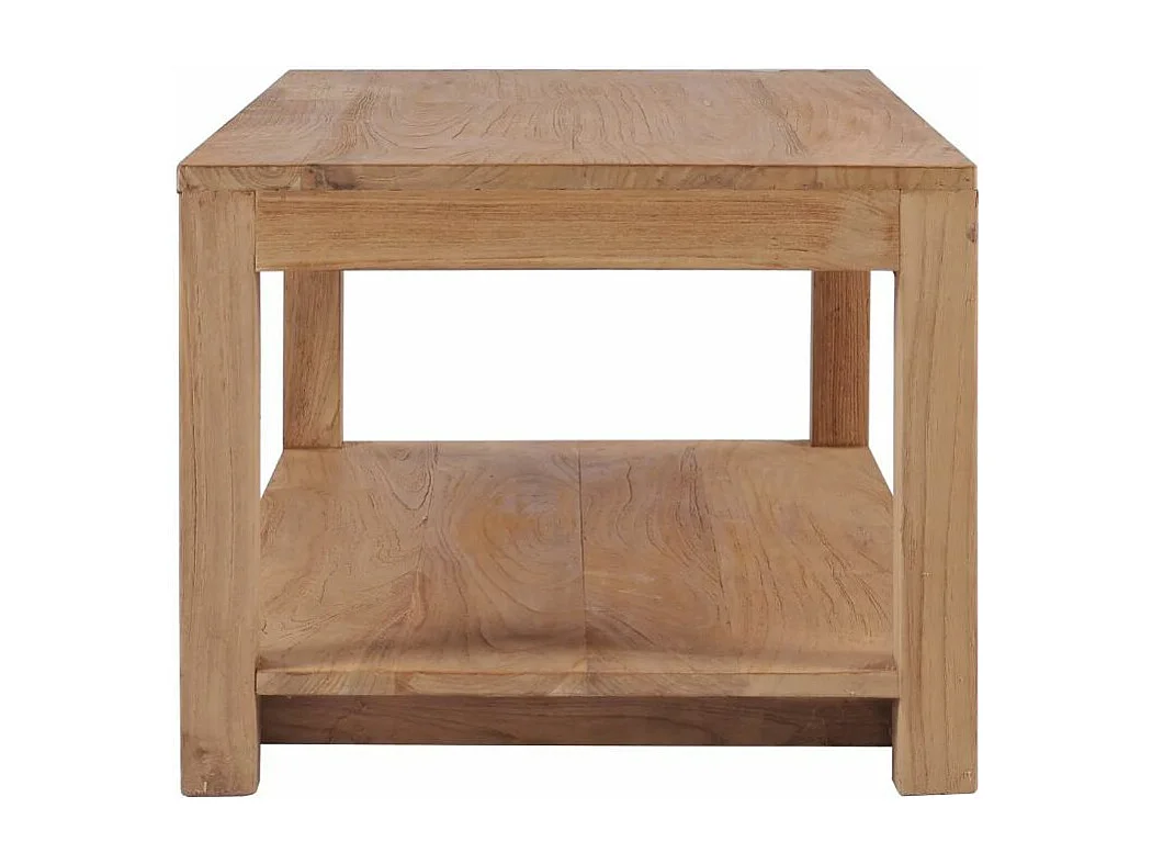 Table basse rectangulaire 2 plateaux teck massif clair Jarko